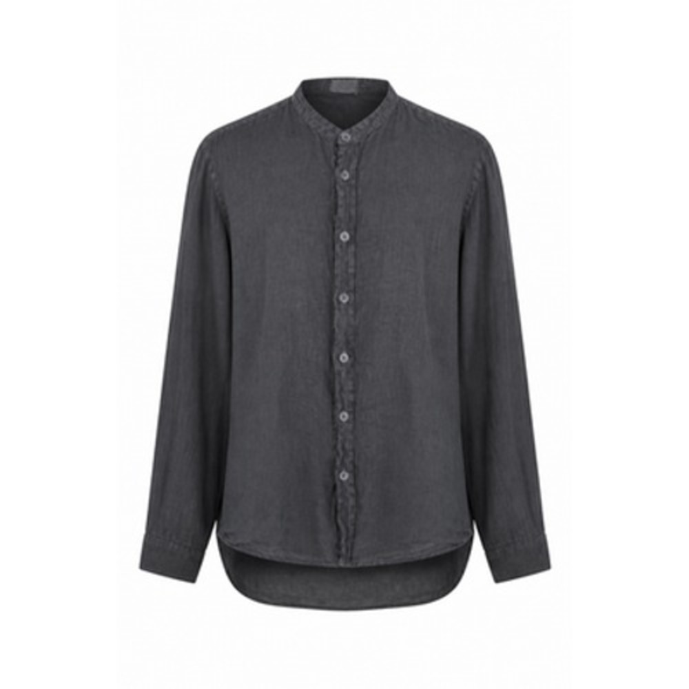 CP Shades Shirt Womens Medium Gray 100% Linen Button Front Tunic Top Long Sleeve